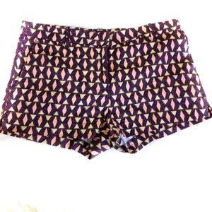 H&M patterned shorts with pockets, coral, purple, yellow women’s size 8